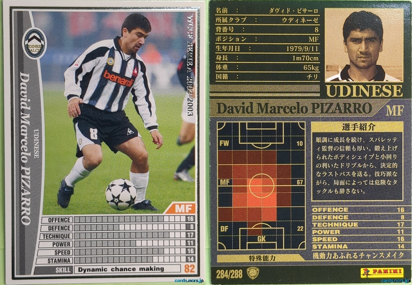 Panini WCCF Football WCCF/2002-2003-284/288 N David Marcelo Pizarro Trading Card NM