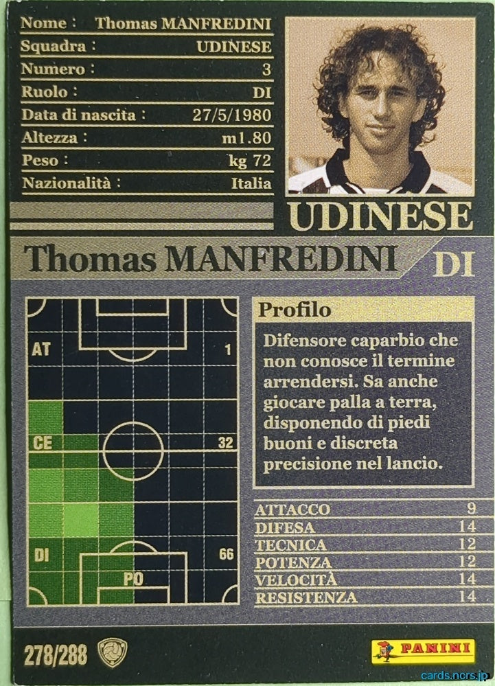 Panini WCCF Football WCCF/2002-2003-278/288EN N Thomas Manfredini Trading Card NM
