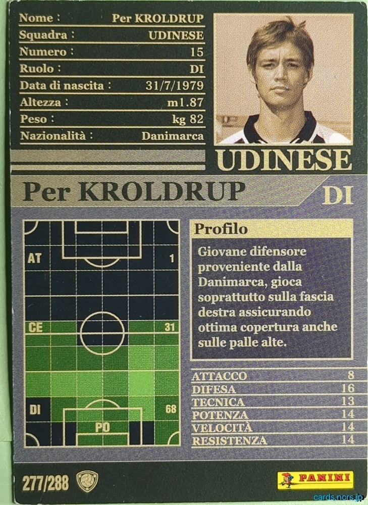 Panini WCCF Football WCCF/2002-2003-277/288EN N Per Krøldrup Trading Card NM