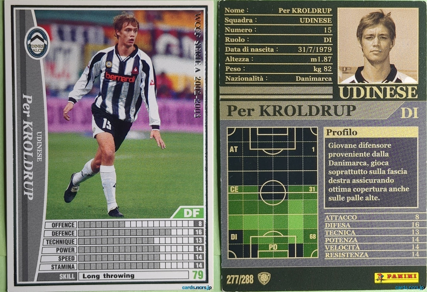 Panini WCCF Football WCCF/2002-2003-277/288EN N Per Krøldrup Trading Card NM