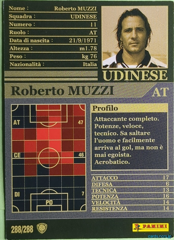 Panini WCCF Football WCCF/2002-2003-288/288EN N Roberto Muzzi Trading Card NM