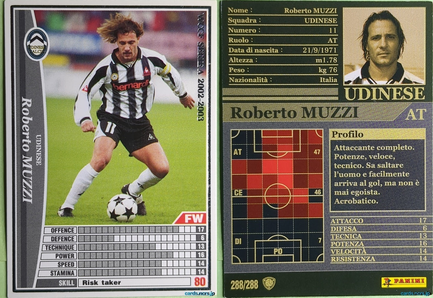 Panini WCCF Football WCCF/2002-2003-288/288EN N Roberto Muzzi Trading Card NM