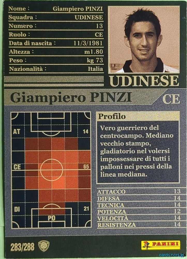 Panini WCCF Football WCCF/2002-2003-283/288EN N Giampiero PINZI Trading Card NM