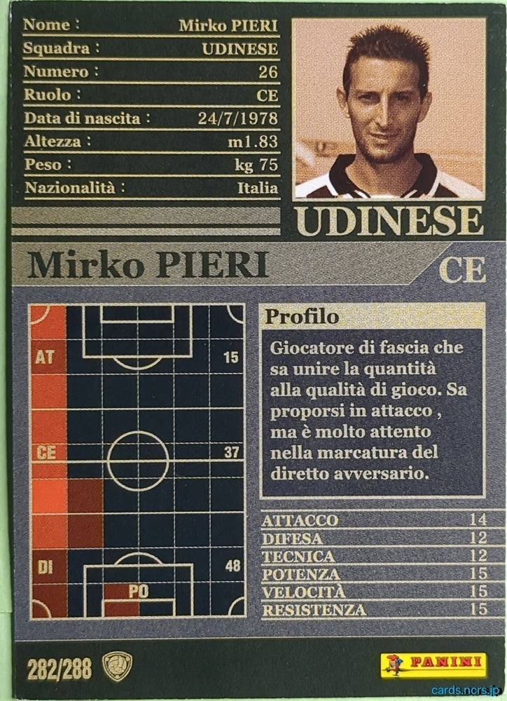 Panini WCCF Football WCCF/2002-2003-282/288EN N Mirko PIERI Trading Card NM