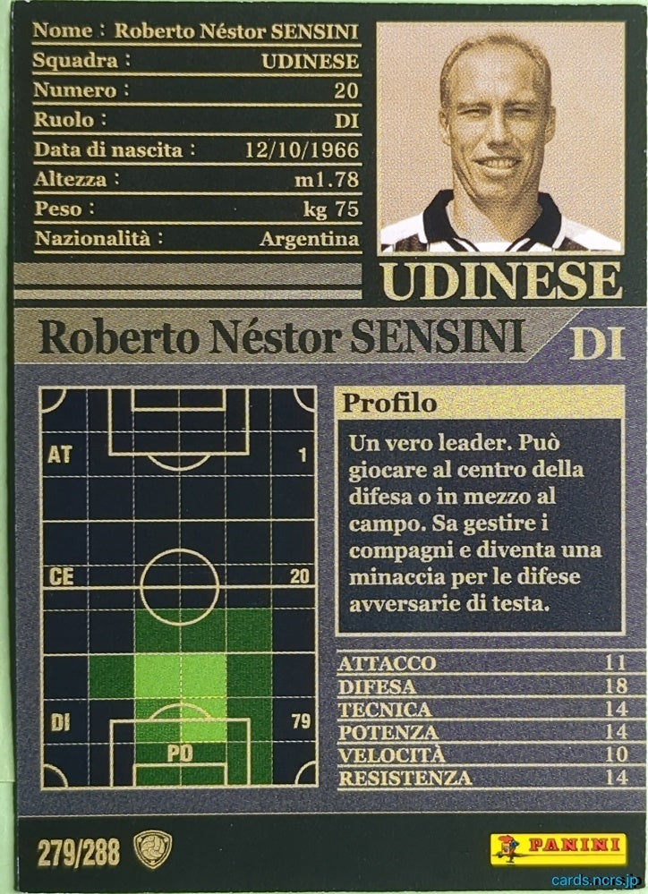 Panini WCCF Football WCCF/2002-2003-279/288EN N Roberto Néstor Sensini Trading Card NM