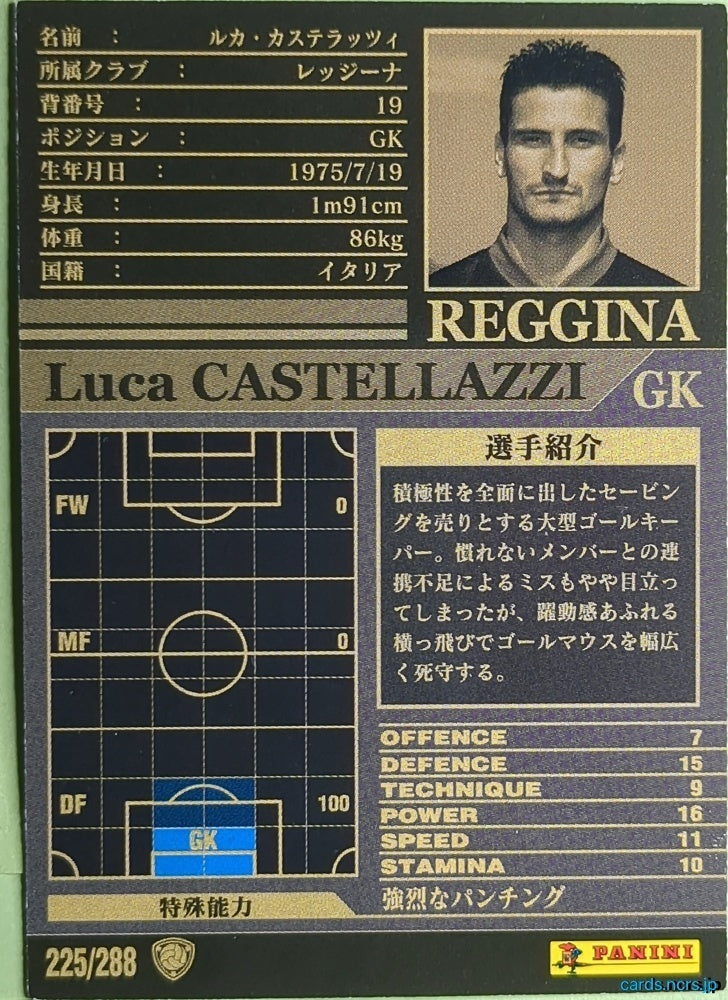 Panini WCCF Football WCCF/2002-2003-225/288 N Luca Castellazzi Trading Card NM