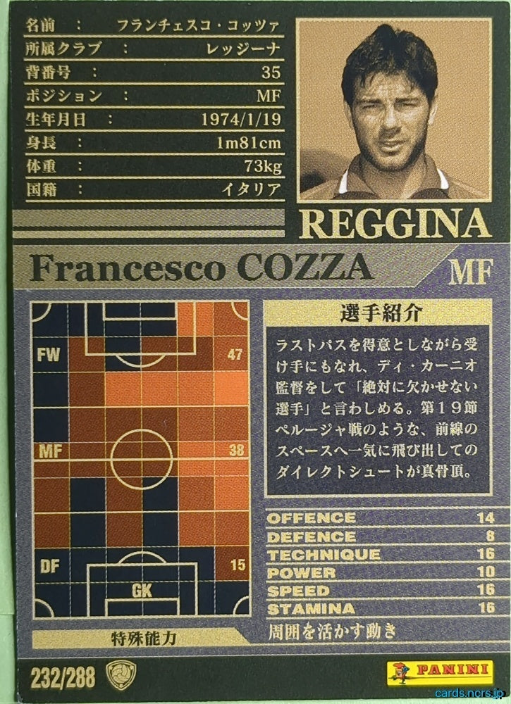 Panini WCCF Football WCCF/2002-2003-232/288 N Francesco Cozza Trading Card NM