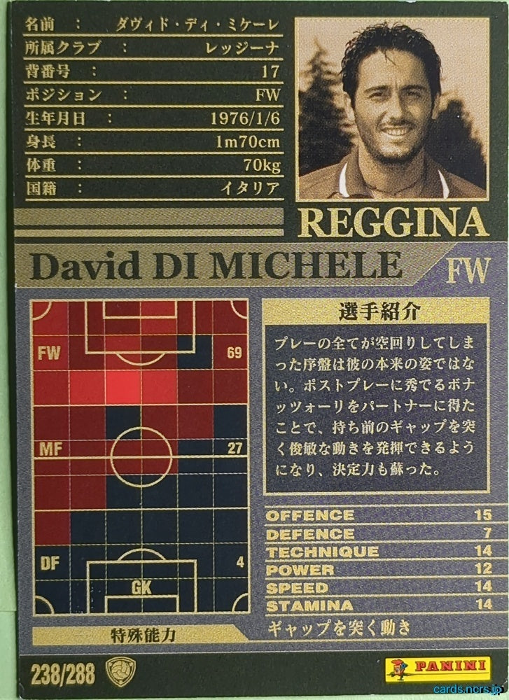 Panini WCCF Football WCCF/2002-2003-238/288 N David Di Michele Trading Card NM
