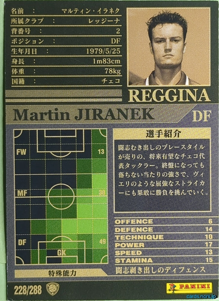Panini WCCF Football WCCF/2002-2003-228/288 N Martin Jiranek Trading Card NM