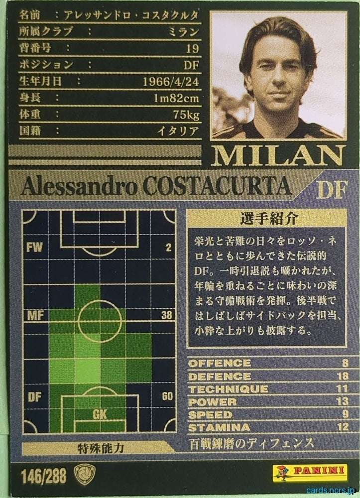 Panini WCCF Football WCCF/2002-2003-146/288 N Alessandro Costacurta Trading Card NM