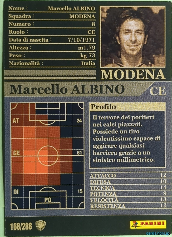 Panini WCCF Football WCCF/2002-2003-168/288EN N Marcello Albino Trading Card NM