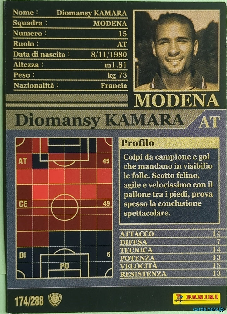 Panini WCCF Football WCCF/2002-2003-174/288EN N Diomansy Kamara Trading Card NM