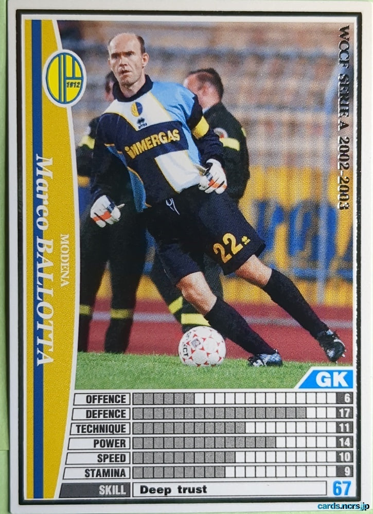 Panini WCCF Football WCCF/2002-2003-161/288EN N Marco Ballotta Trading Card NM