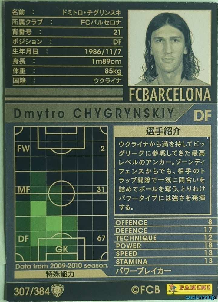 Panini WCCF Football WCCF/2009-2010-307/384 N Dmytro Chygrynskiy Trading Card NM