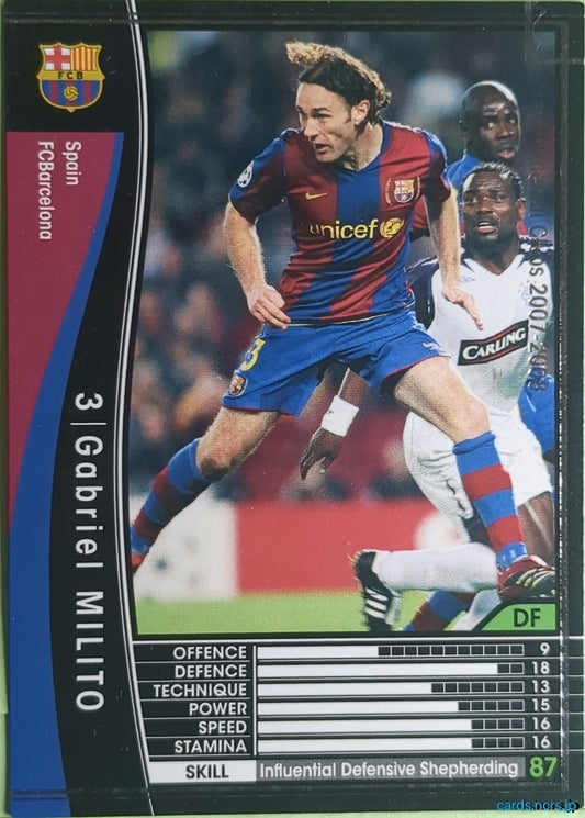Panini WCCF Football WCCF/2007-2008-292/336 N Gabriel Milito Trading Card NM