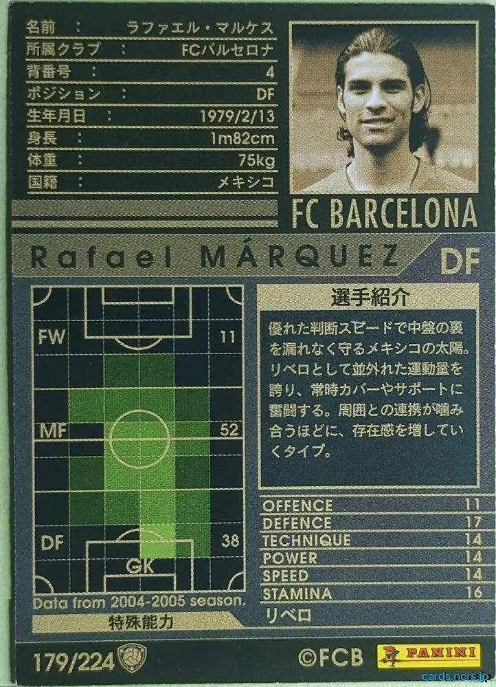 Panini WCCF Football WCCF/2004-2005-179/224 N Rafael Márquez Trading Card NM