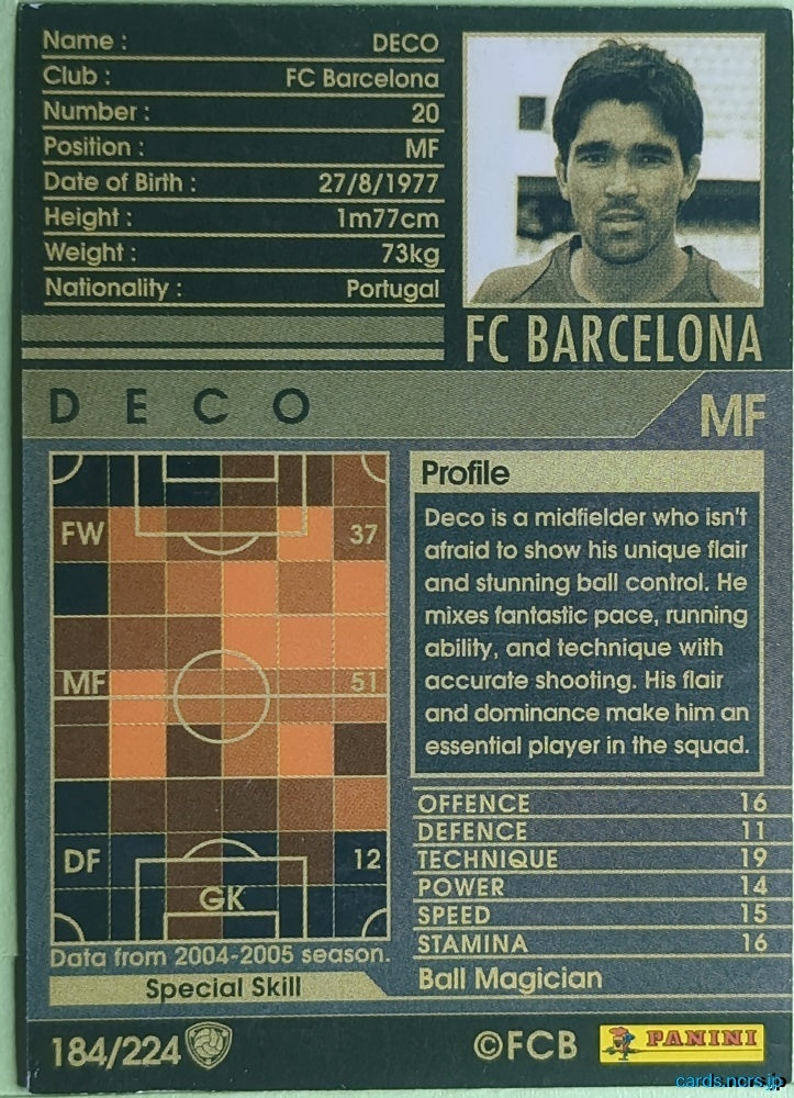 Panini WCCF Football WCCF/2004-2005-184/224 N Deco Trading Card NM