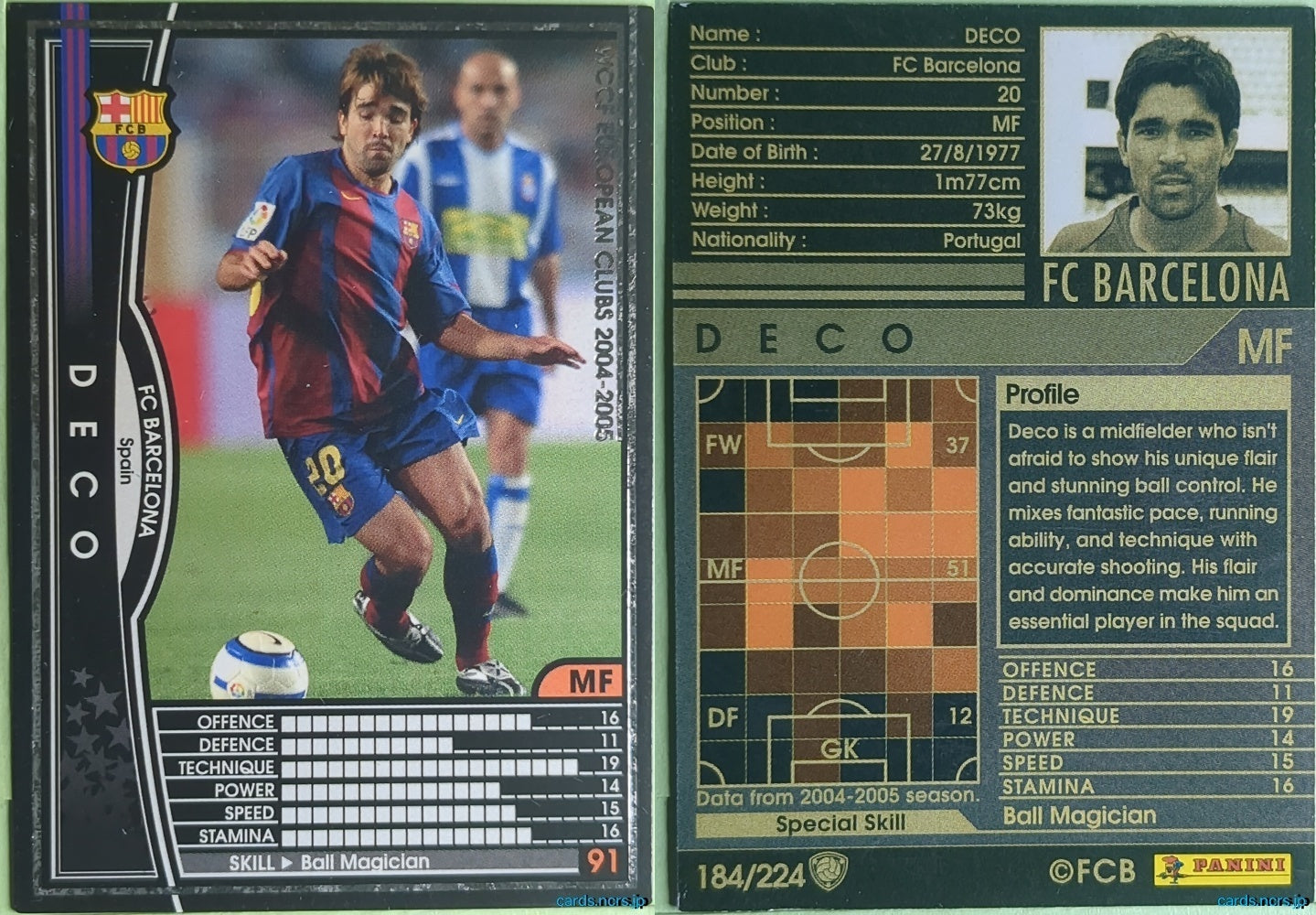 Panini WCCF Football WCCF/2004-2005-184/224 N Deco Trading Card NM