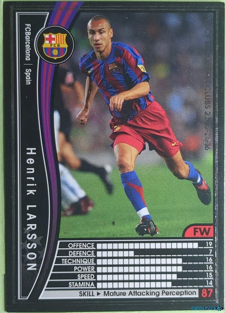 Panini WCCF Football WCCF/2005-2006-286/336 N Henrik Larsson Trading Card NM