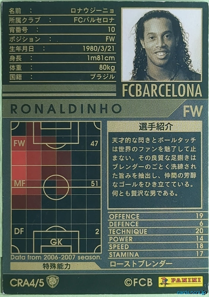 Panini WCCF Football WCCF/2006-2007-CRA4/5 N Ronaldinho Trading Card NM