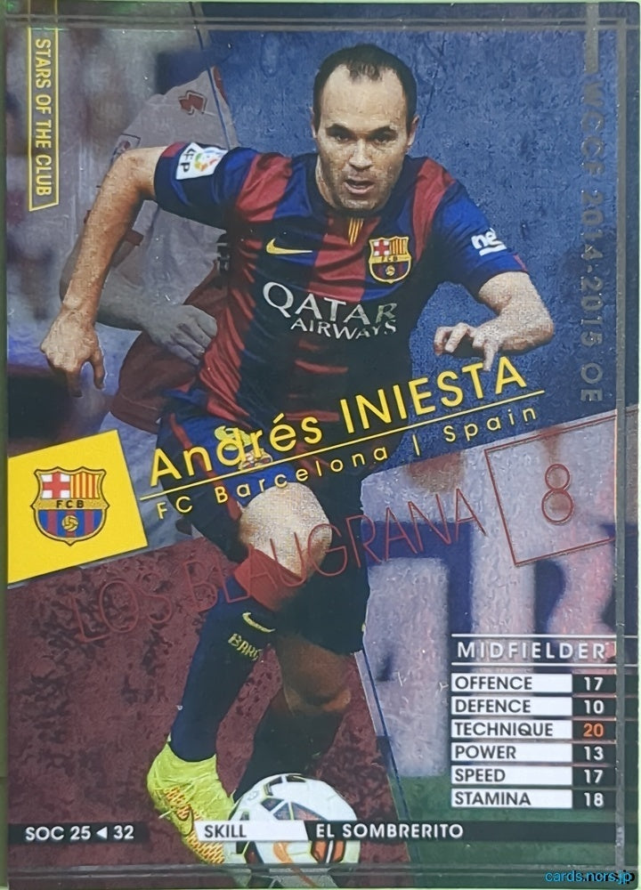 Panini WCCF Football WCCF/2014-2015-SOC25/32 N Andrés INIESTA Trading Card NM
