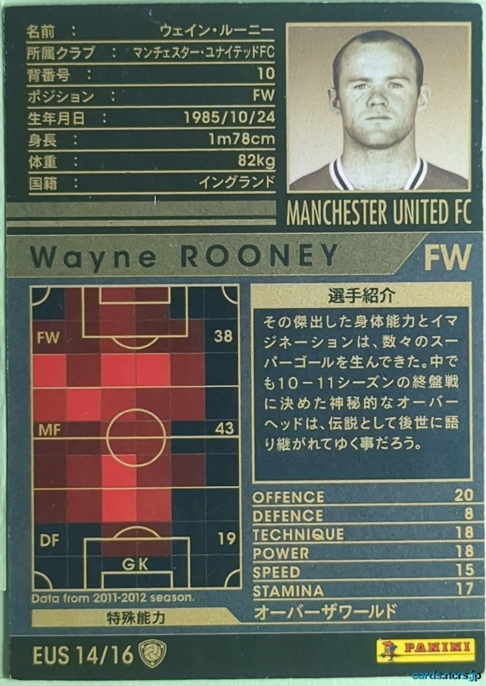 Panini WCCF Football WCCF/2011-2012-EUS14/16 N Wayne Rooney Trading Card NM