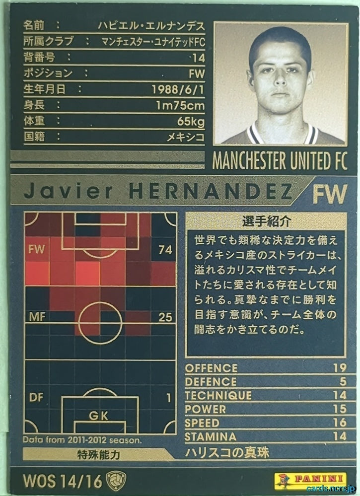 Panini WCCF Football WCCF/2011-2012-WOS14/16 N Javier Hernandez Trading Card NM