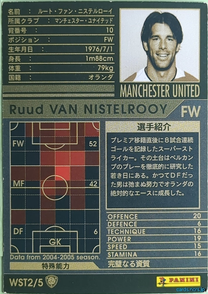 Panini WCCF Football WCCF/2004-2005-WST2/5 N Ruud van Nistelrooy Trading Card NM