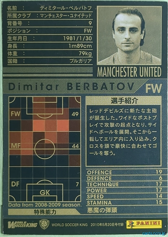 Panini WCCF Football WCCF/2008-2009-SoccerKING-EXTRA N Dimitar Berbatov Trading Card NM