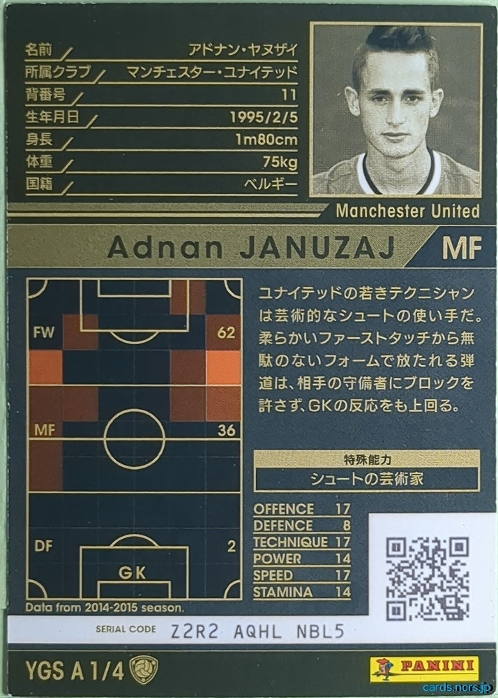 Panini WCCF Football WCCF/2014-2015-YGSA1/4 N Adnan Januzaj Trading Card NM