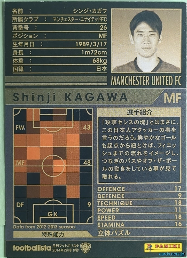 Panini WCCF Football WCCF/2012-2013-Footballista-EXTRA N Shinji Kagawa Trading Card NM