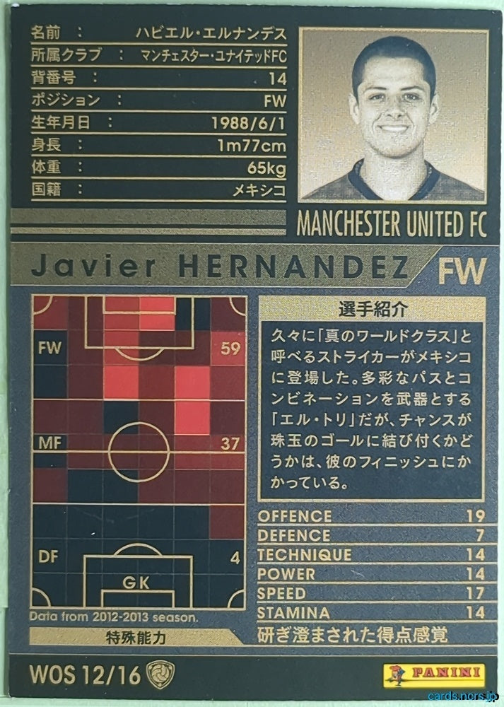 Panini WCCF Football WCCF/2012-2013-WOS12/16 N Javier Hernandez Trading Card NM