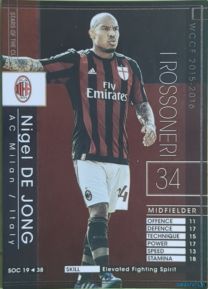 Panini WCCF Football WCCF/2015-2016-SOC19/38 N Nigel de Jong Trading Card NM