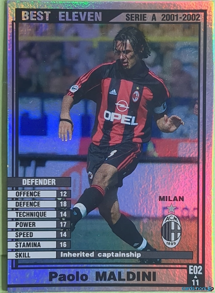 Panini WCCF Football WCCF/2001-2002-E02/11 N Paolo Maldini Trading Card NM