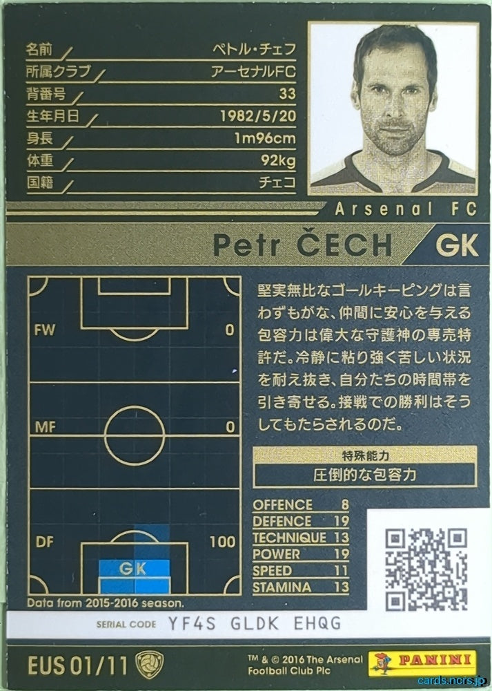 Panini WCCF Football WCCF/2015-2016-EUS01/11 N Petr Cech Trading Card NM