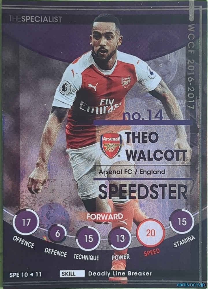 Panini WCCF Football WCCF/2016-2017-SPE10/11 N Theo Walcott Trading Card NM
