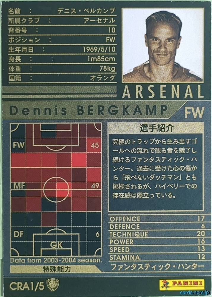 Panini WCCF Football WCCF/2003-2004-CRA1/5 N Dennis Bergkamp Trading Card NM