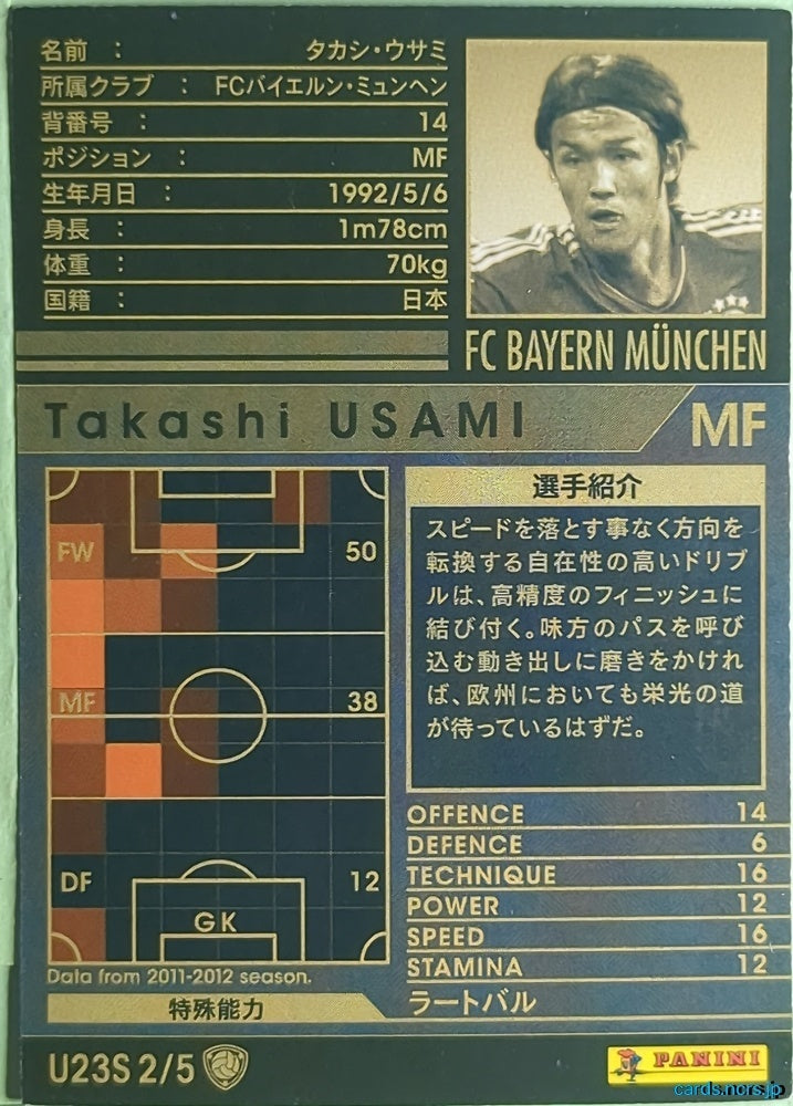 Panini WCCF Football WCCF/2011-2012-U23S2/5 N Takashi Usami Trading Card NM