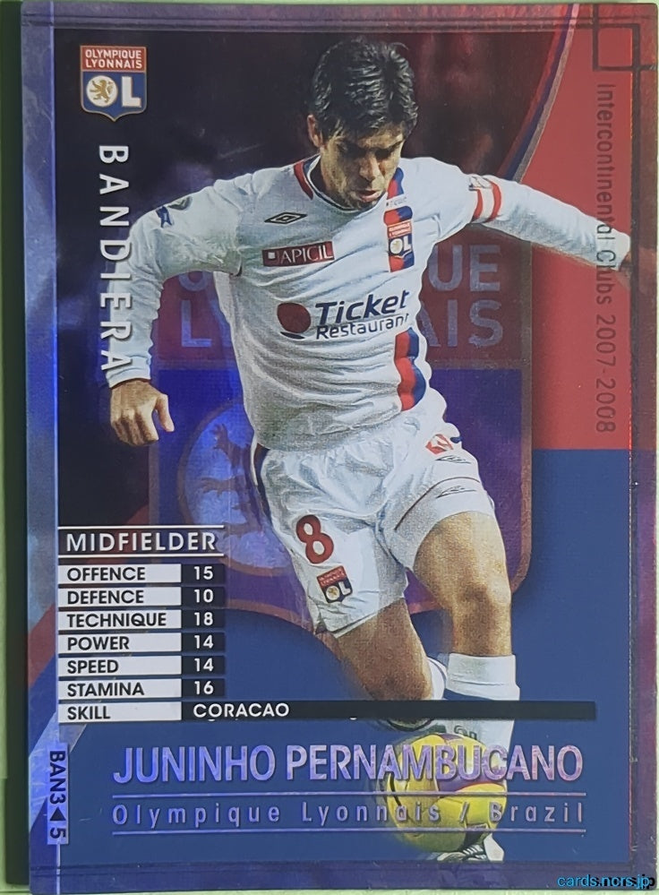 Panini WCCF Football WCCF/2007-2008-BAN3/5 N Juninho Pernambucano Trading Card NM