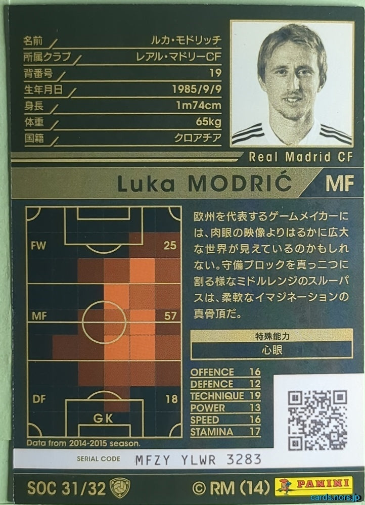 Panini WCCF Football WCCF/2014-2015-SOC31/32 N Luka MODRIĆ Trading Card NM