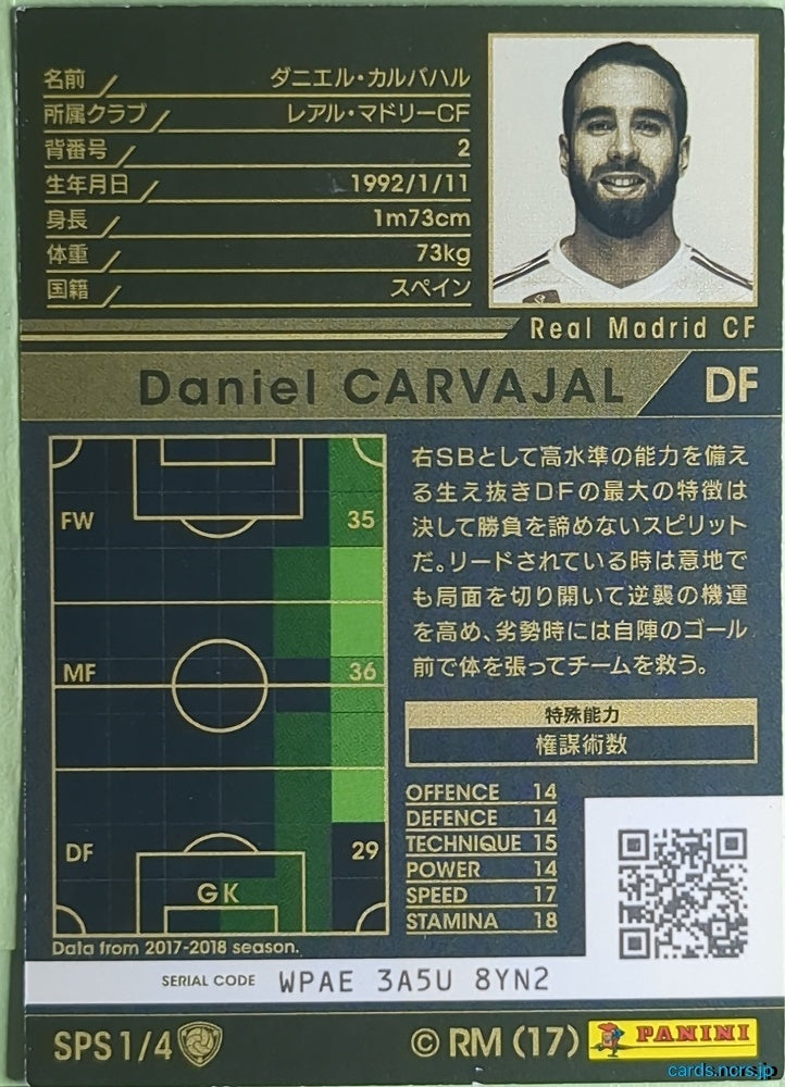 Panini WCCF Football WCCF/2017-2018-SPS1/4 N Daniel CARVAJAL