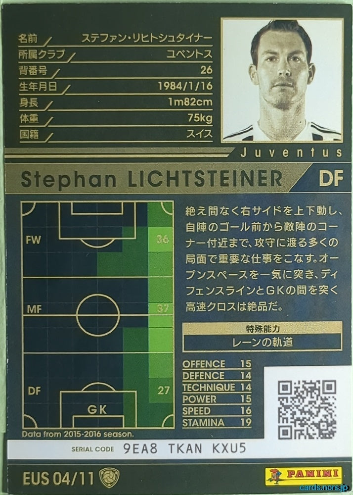 Panini WCCF Football WCCF/2015-2016-EUS04/11 N Stephan Lichtsteiner Trading Card NM