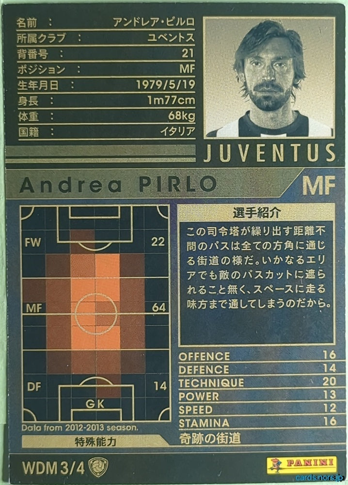 Panini WCCF Football WCCF/2012-2013-WDM3/4 N Andrea PIRLO Trading Card NM