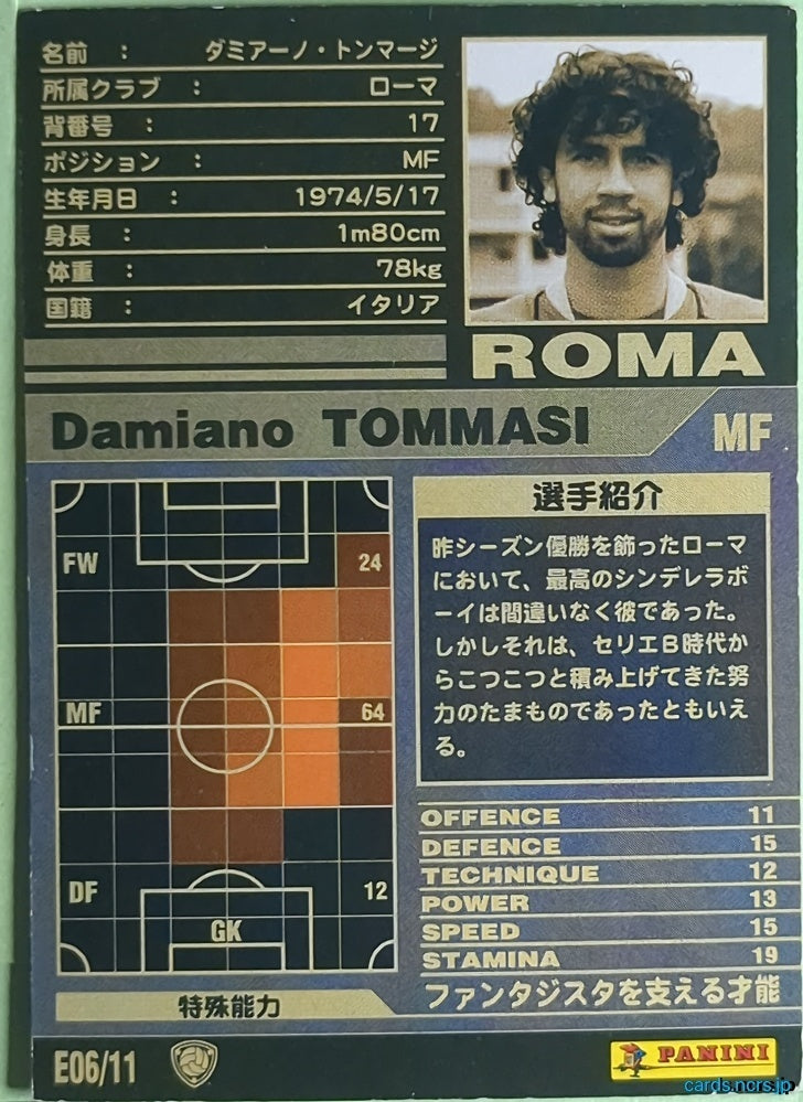 Panini WCCF Football WCCF/2001-2002-E06/11 N Damiano Tommasi Trading Card NM