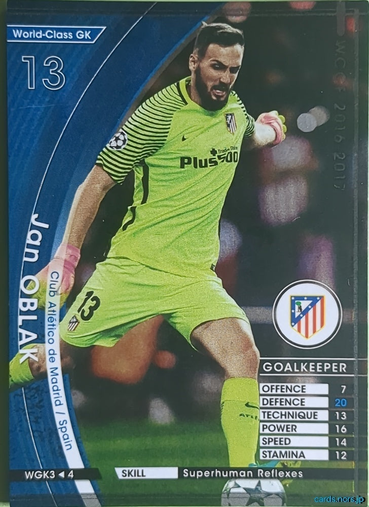 Panini WCCF Football WCCF/2016-2017-WGK3/4 N Jan Oblak Trading Card NM