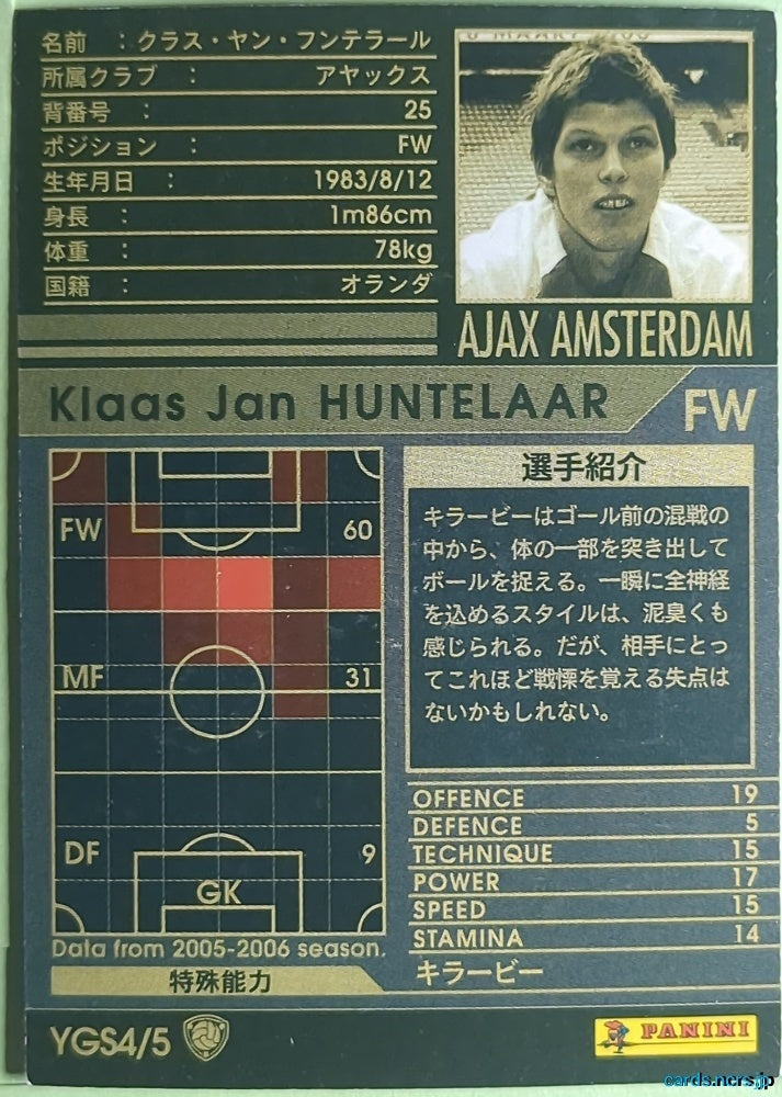 Panini WCCF Football WCCF/2005-2006-YGS4/5 N Klaas Jan Huntelaar Trading Card NM