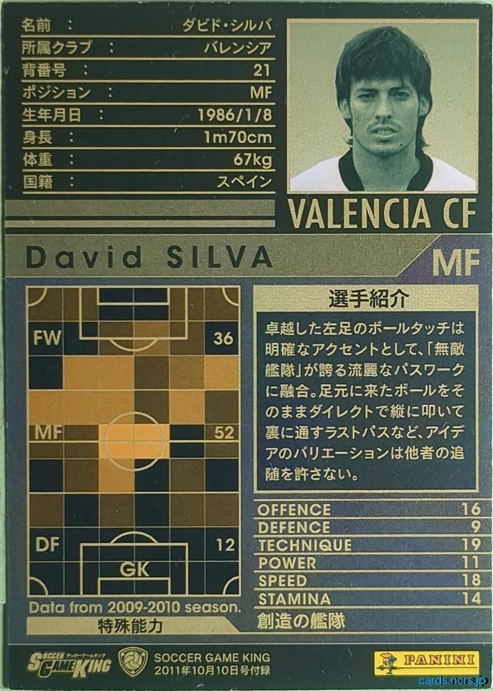 Panini WCCF Football WCCF/2009-2010-SPS-EXT N David Silva Trading Card NM