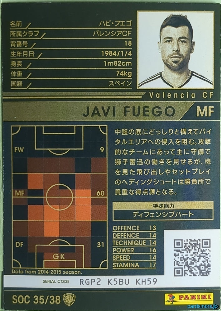 Panini WCCF Football WCCF/2015-2016-SOC35/38 N Javi Fuego Trading Card NM