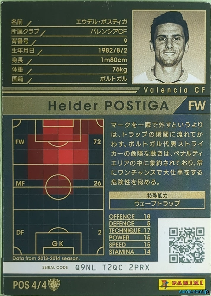 Panini WCCF Football WCCF/2013-2014-POS4/4 N Helder Postiga Trading Card NM