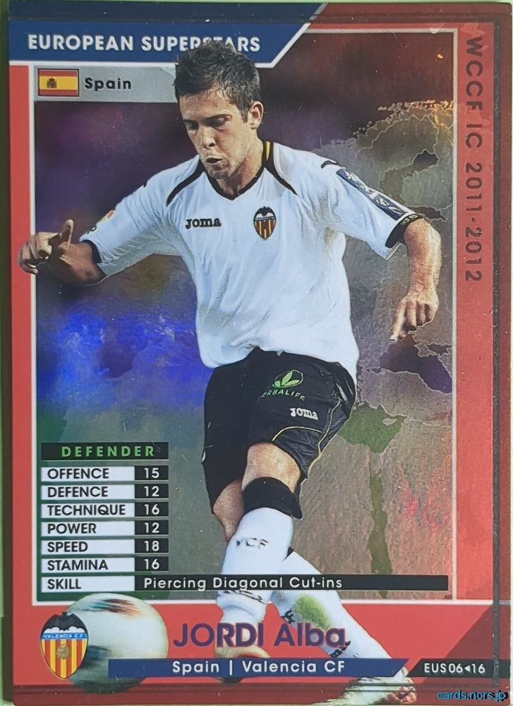 Panini WCCF Football WCCF/2011-2012-EUS06/16 N JORDI ALBA Trading Card NM